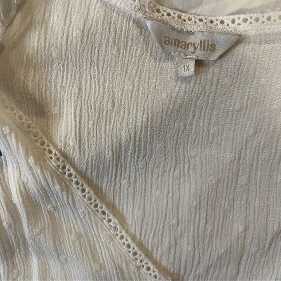 Amaryllis Clip Dot V-Neck Embroidered Peasant Blouse size PXL - Picture 3 of 9